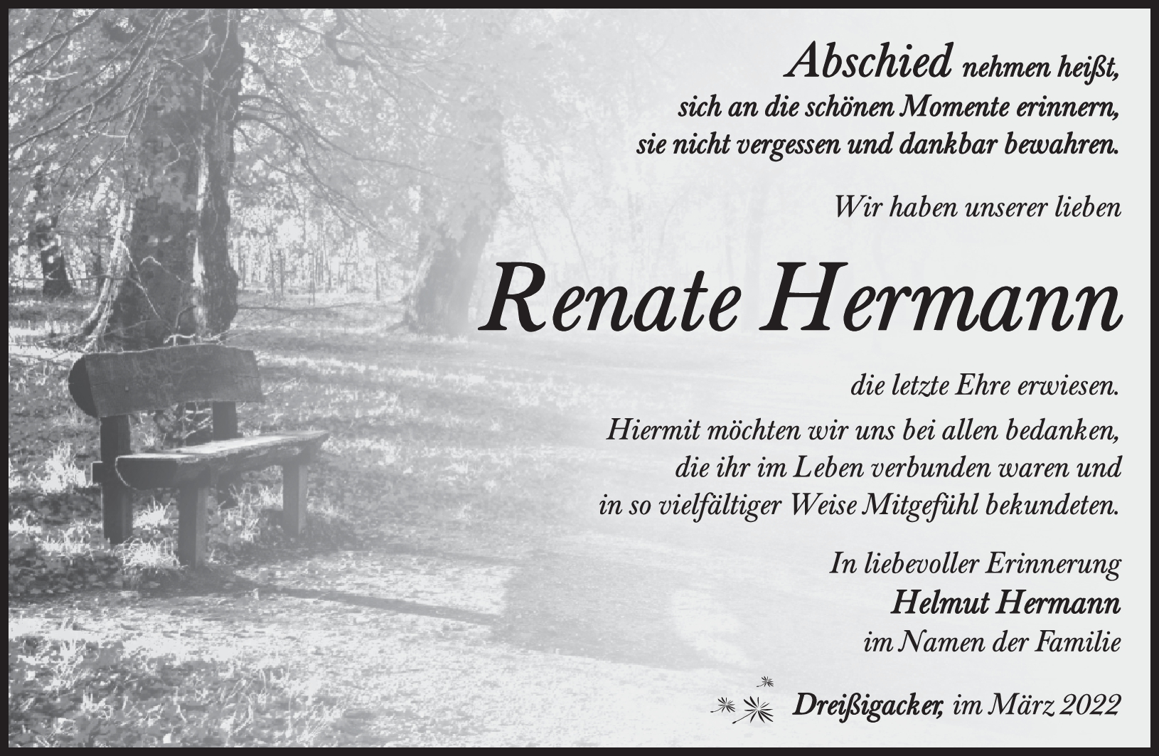 Renate Hermann Trauerportal Zehner