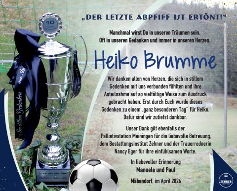 Danksagung Heiko Brumme