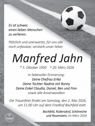 Traueranzeige Manfred Jahn