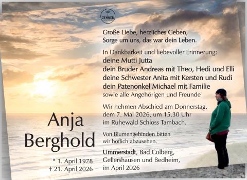 Traueranzeige Anja Berghold