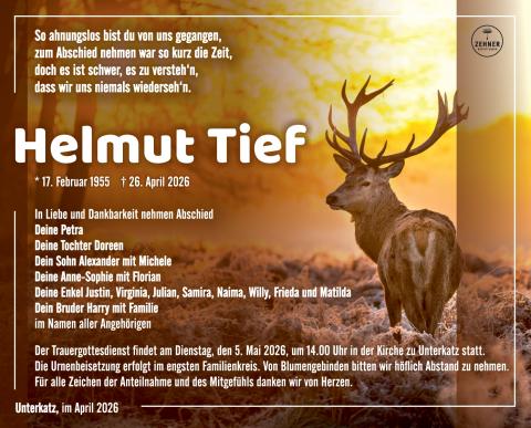 Traueranzeige Helmut Tief