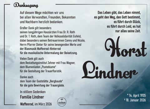Danksagung Horst Lindner