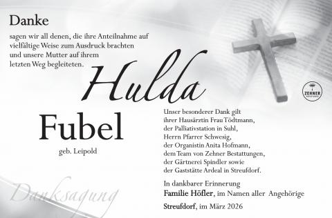 Danksagung Hulda Fubel