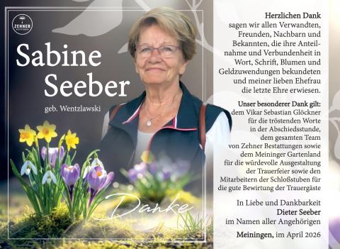 Danksagung Sabine Seeber