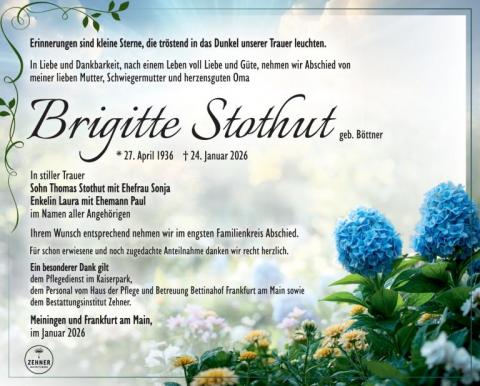 Traueranzeige Brigitte Stothut