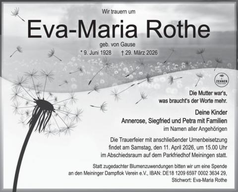 Traueranzeige Eva-Maria Rothe