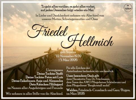 Traueranzeige Friedel Hellmich