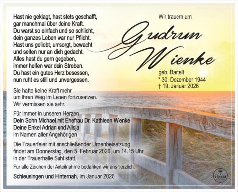 Traueranzeige Gudrun Wiebke