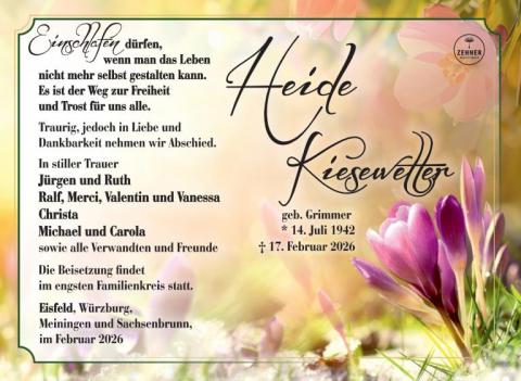Traueranzeige Heide Kiesewetter
