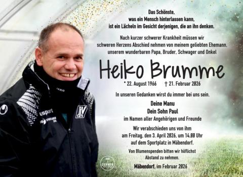 Traueranzeige Heiko Brumme