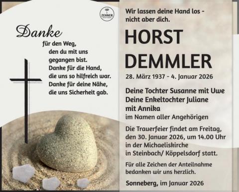 Traueranzeige Horst Demmler