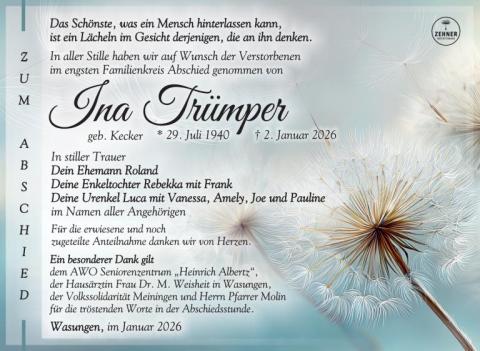 Traueranzeige Ina Trümper