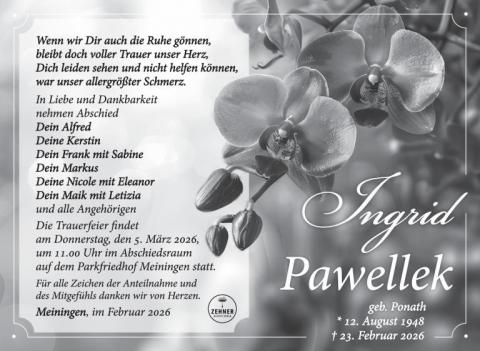 Traueranzeige Ingrid Pawellek