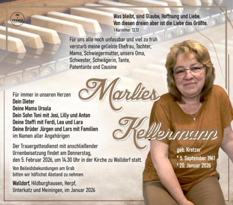 Traueranzeige Marlies Kellermann 