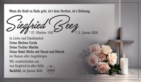 Traueranzeige Siegfried Beez