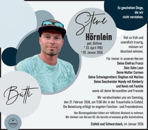 Traueranzeige Steve Hörnlein