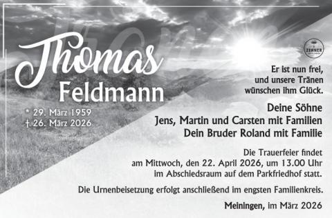 Traueranzeige Thomas Feldmann