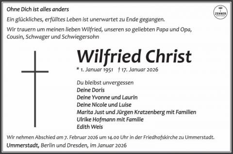 Traueranzeige Wilfried Christ