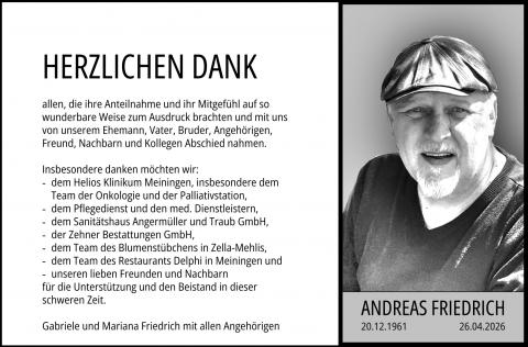 Danksagung Andreas Friedrich
