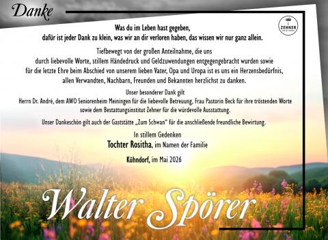 Danksagung Walter Spörer