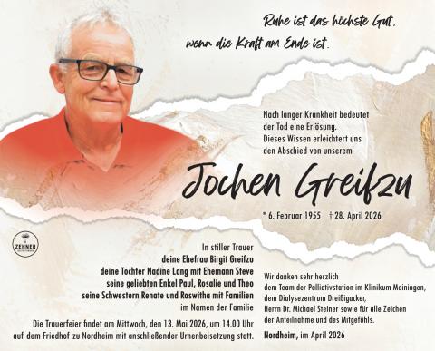 Traueranzeige Jochen Greifzu