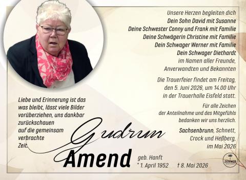 Traueranzeige Gudrun Amend
