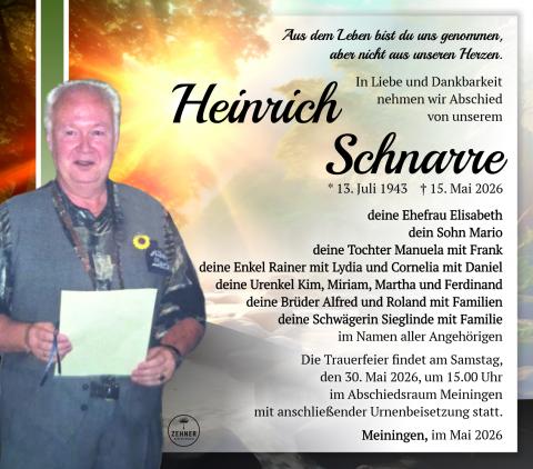 Traueranzeige Heinrich Schnarre