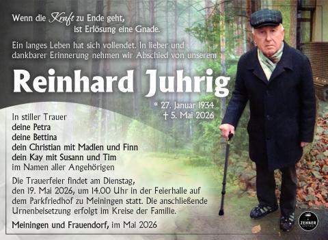 Traueranzeige Reinhard Juhrig