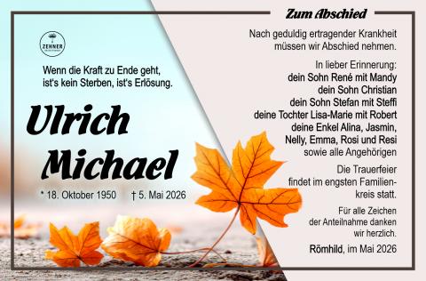 Traueranzeige Ulrich Michael