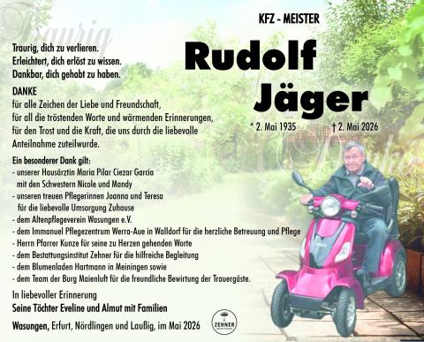 Danksagung Rudolf Jäger