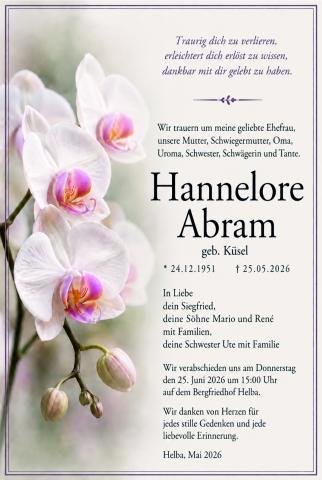Traueranzeige_Hannelore Abram