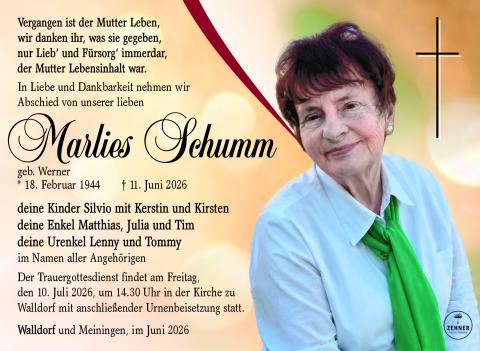 Traueranzeige Marlies Schumm