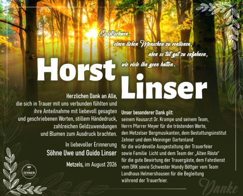 Danksagung Horst Linser