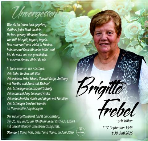 Traueranzeige Brigitte Frebel