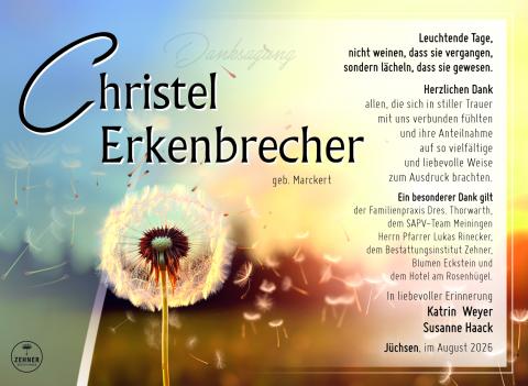 Danksagung Christel Erkenbrecher