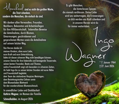 Danksagung Ingo Wagner