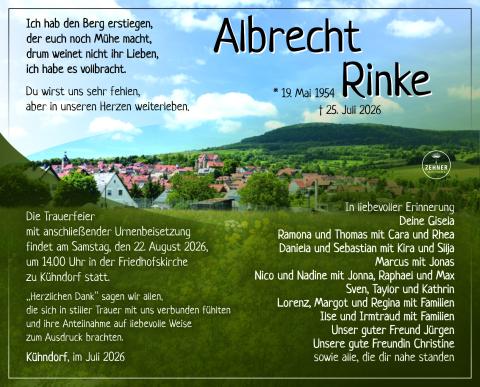 Traueranzeige Alfred Rinke