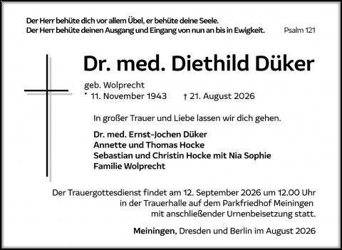 Traueranzeige_Dr. med. Diethild Düker