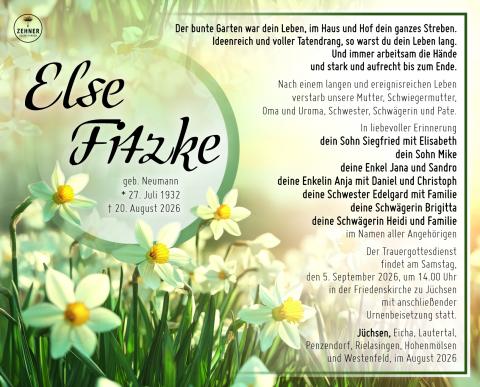 Traueranzeige Else Fitzke