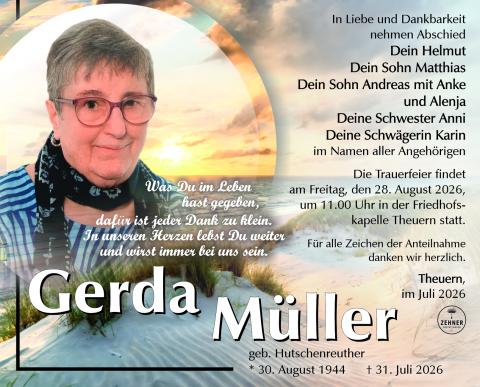 Traueranzeige Gerda Müller