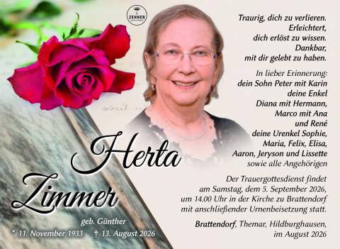 Traueranzeige Herta Zimmer