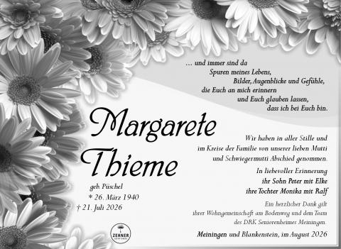 Traueranzeige Margarete Thieme