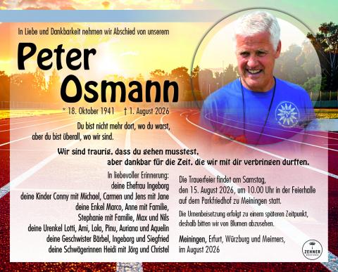 Traueranzeige Peter Osmann