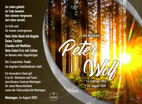 Traueranzeige Peter Wolf