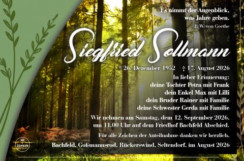 Traueranzeige Siegfried Sollmann