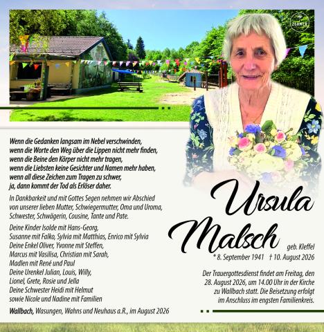 Traueranzeige Ursula Malsch
