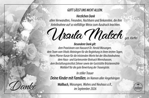 Danksagung Ursula Malsch