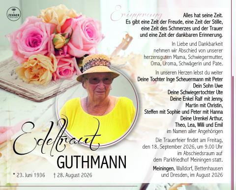 Traueranzeige Edeltraut Guthmann