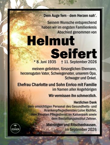 Traueranzeige Helmut Seifert