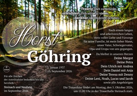 Traueranzeige Horst Göhring